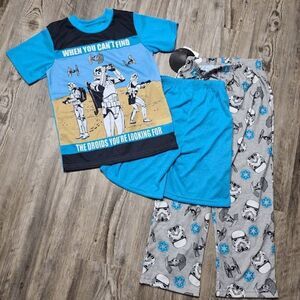 Boys Star Wars Pajama Set 3pc Blue Gray Size Small
